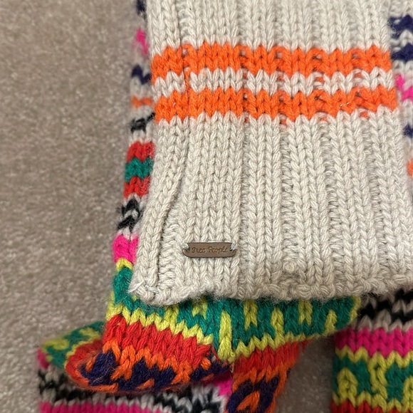 Free People Long Wool Knit Colorful Mittens One Size - Picture 4 of 5